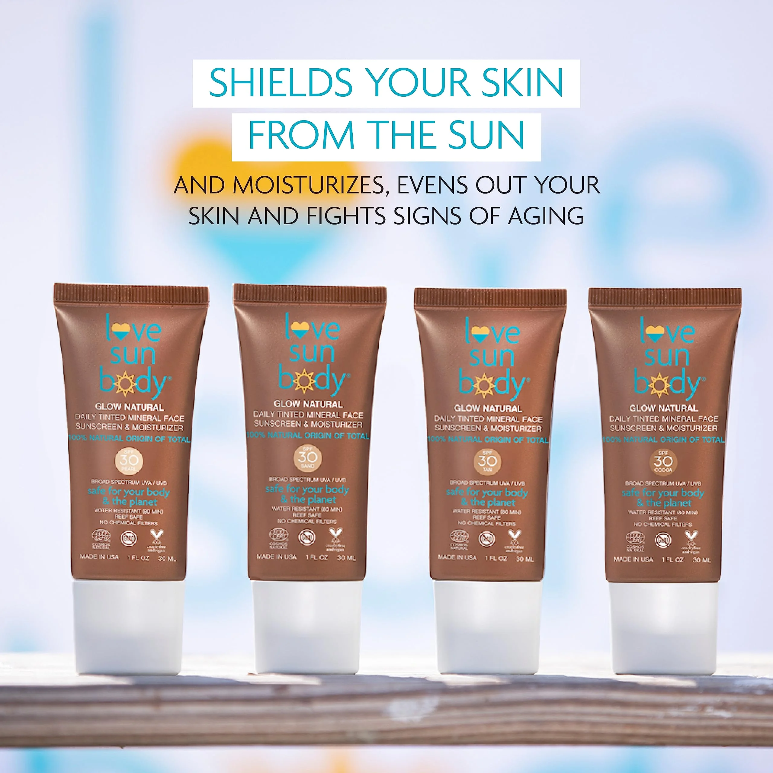 Love Sun Body Glow Natural Daily Tinted Mineral Face Sunscreen  Moisturizer (Sand) SPF30 30ml