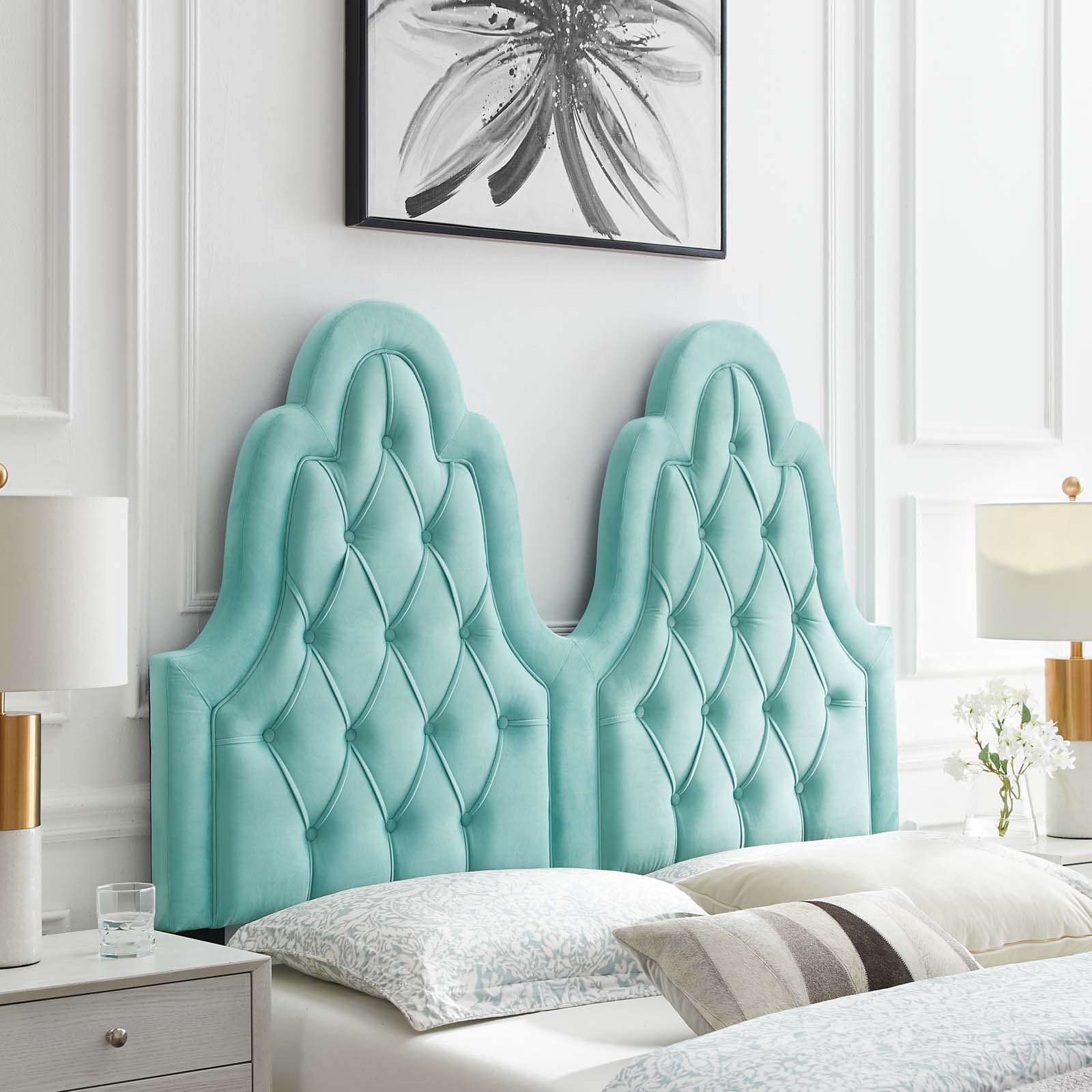 Modway Augustine Tufted Performance Velvet Full/Queen Headboard in Mint