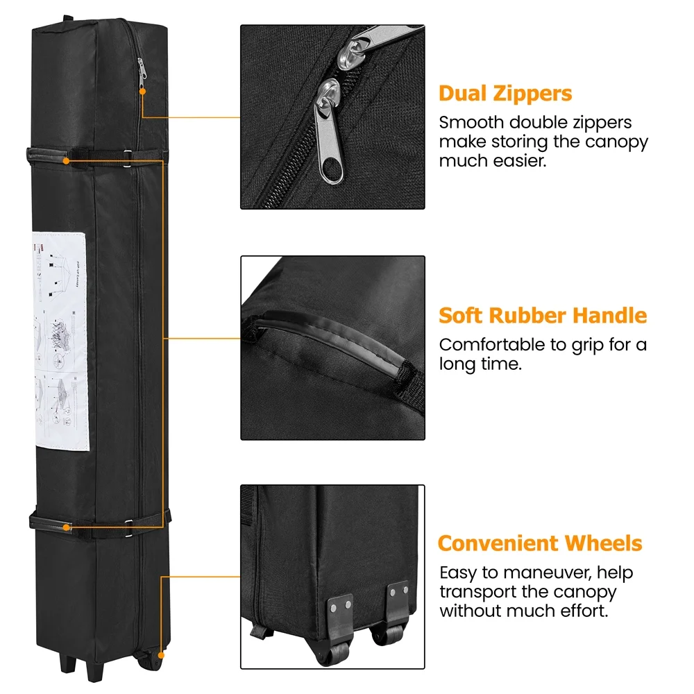 Topeakmart 12x12ft Pop-up Canopy with One-Push-To-Lock Setup, Black