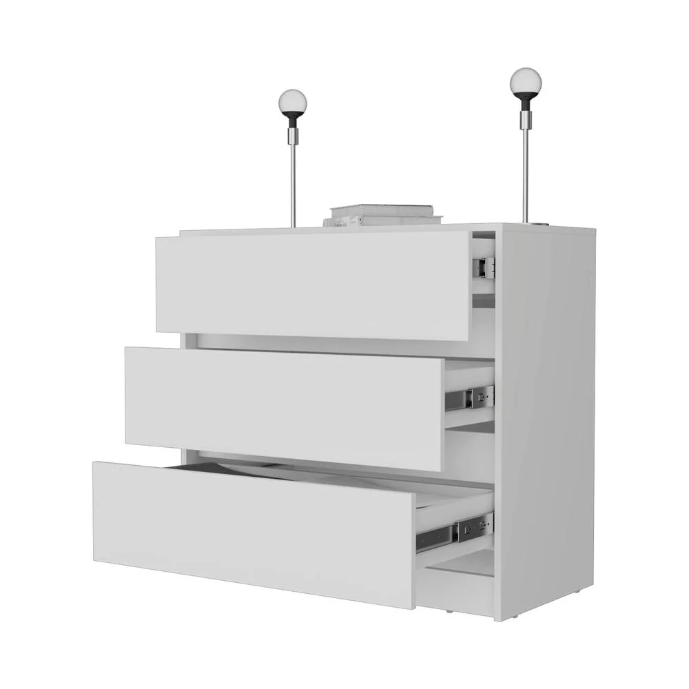 FM FURNITURE LLC Avra 3 Drawer Dresser ,White