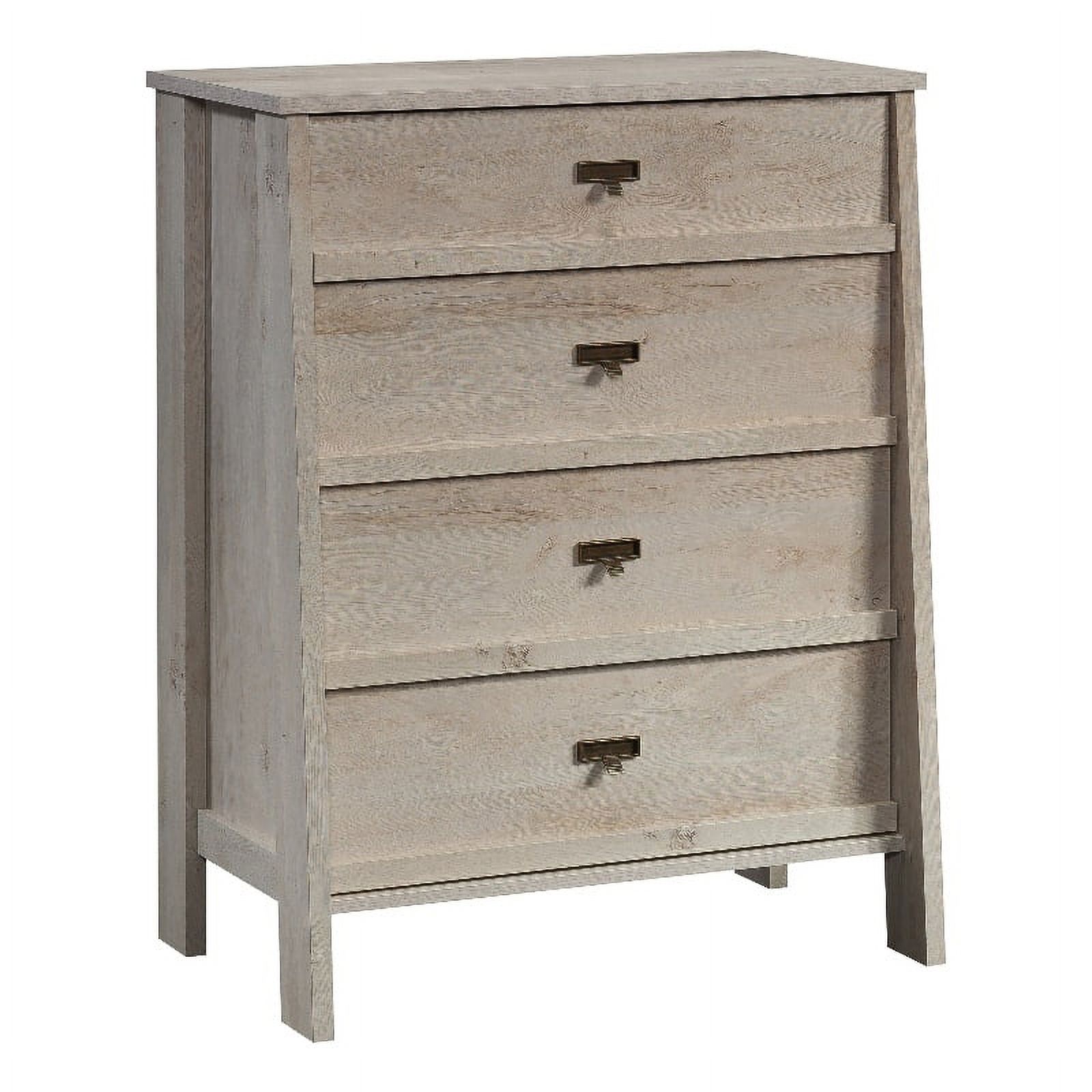 Sauder Trestle 4-Drawer Bedroom Dresser in Chalked Dressernut, Chalked Chestnut Finish