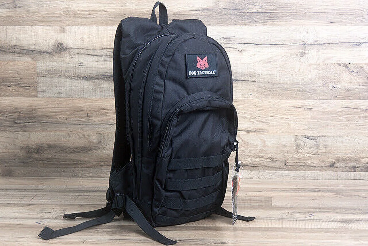 94FO Fox Outdoor Compact Modular Hydration Backpack Bag W/ Hook Loop Closure  Black