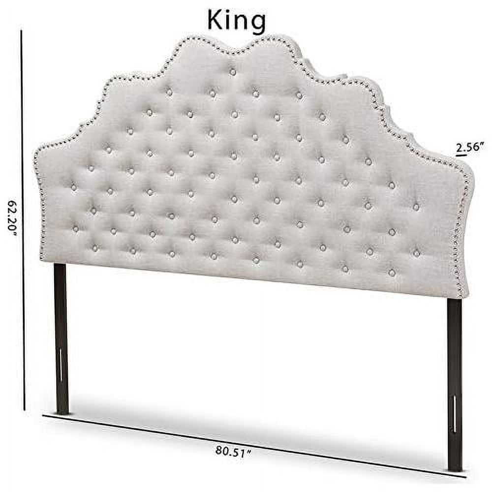 Hilda Tufted King Panel Headboard In Grayish Beige