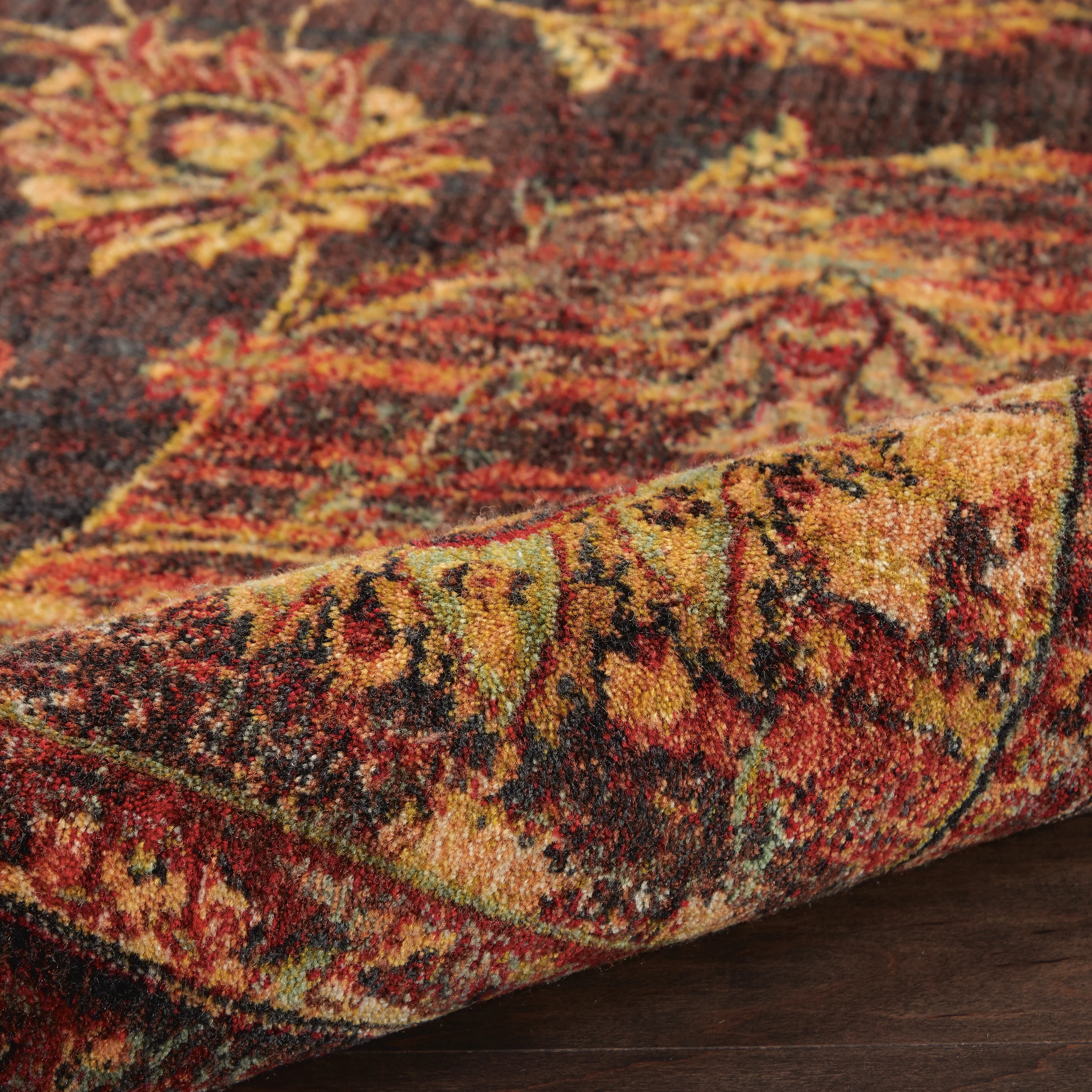 Nourison Jewel All-over Design Loomed Area Rug, 9' x 12', Serged Edges, Distressed Finish, Low Pile, Easy-Care Fibers