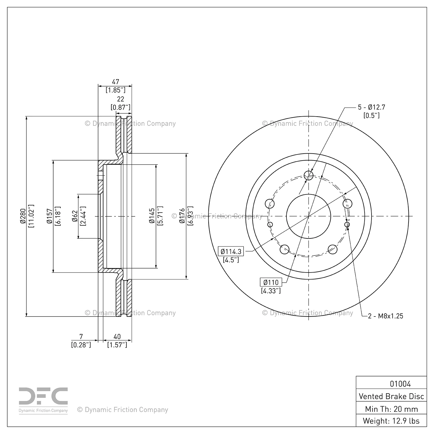 Front Dynamic Friction Company GEOSPEC Coated Rotor - Dimpled 654-63132 For 2007 Mercedes-Benz R63 AMG, 2007-2011 Mercedes-Benz ML63 AMG