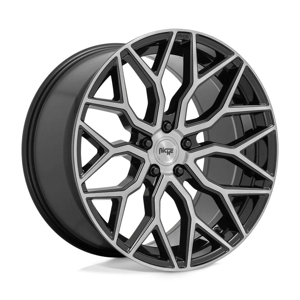Niche 1Pc M262 Mazzanti 20X9 5X112 27Et 71.5Cb Gloss Black Brushed Face Wheel