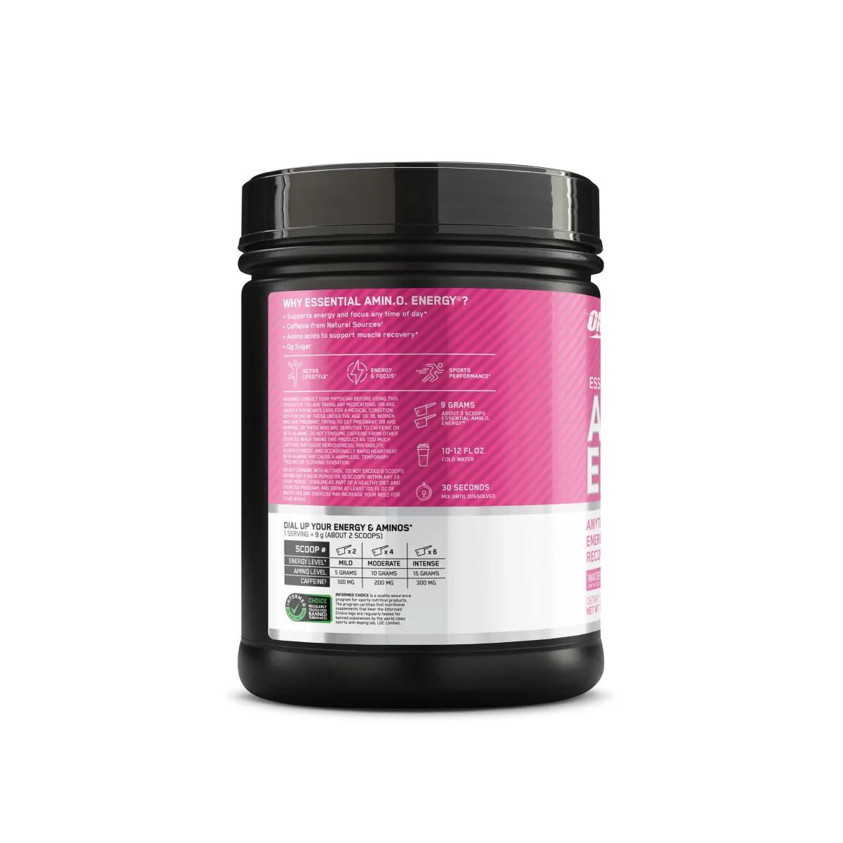 Optimum Nutrition Amino Energy Pre Workout + Essential Amino Acids Powder, Watermelon, 65 Servings
