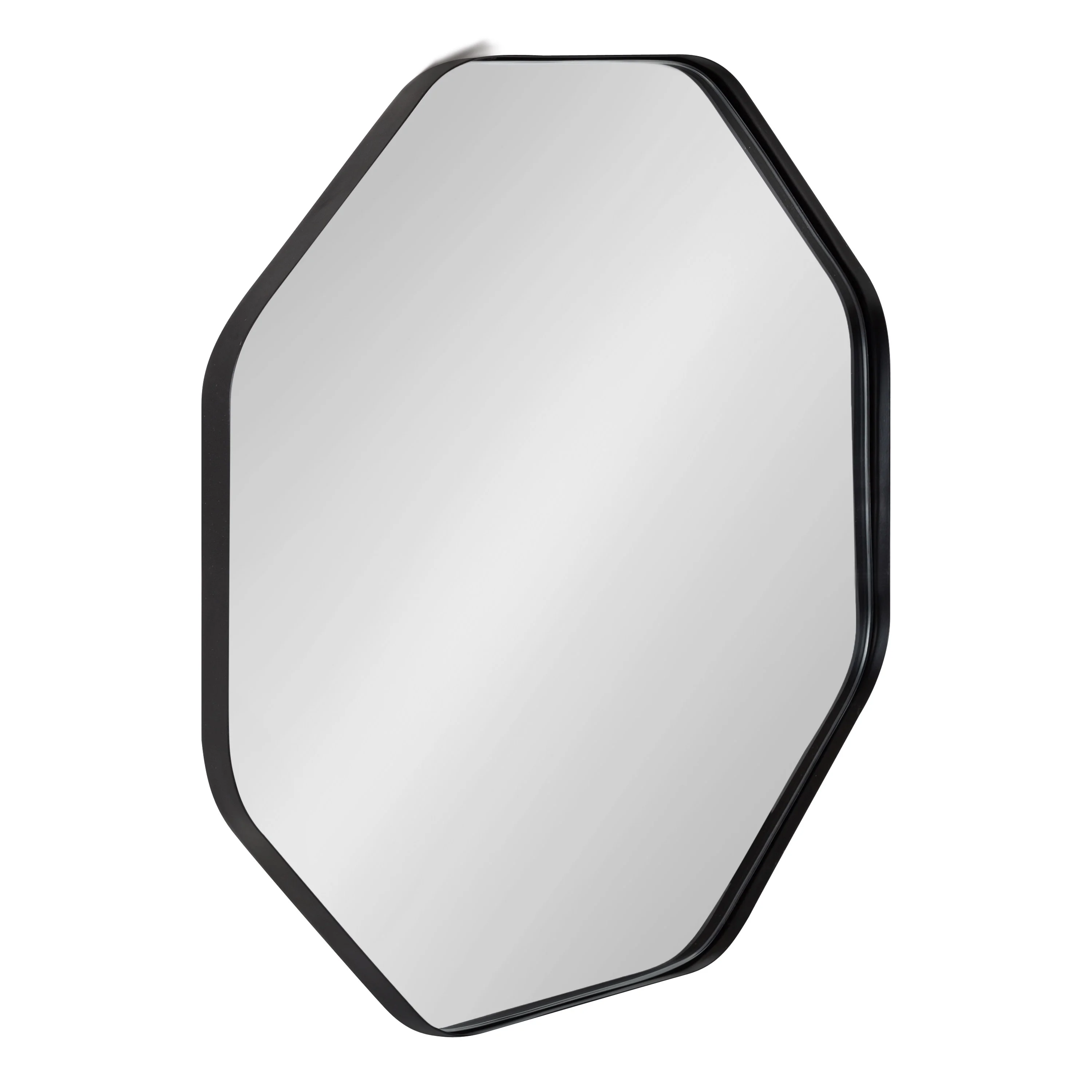 Kate and Laurel Rollo Octagon Framed Wall Mirror, Black 24x24