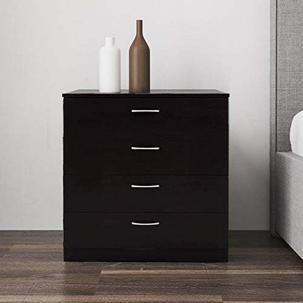 KBANZIBIU 4-Drawer Dresser Classic Wood Simple Style Nightstand End Table (White)