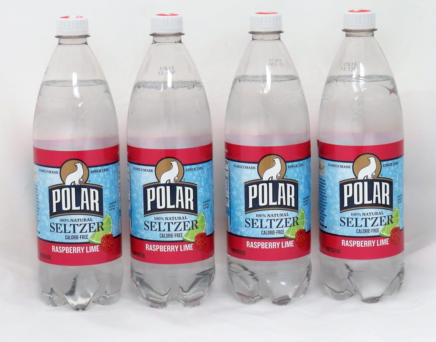 Raspberry Lime Seltzer By Polar Beverages 1 Liter (33.8 Fl Oz) Bottles (4 Bottles)