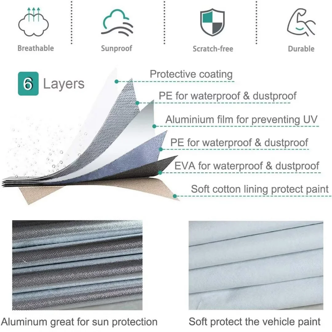 KouKou 6 Layer Car Cover Custom Fit Toyota Camry from 1991 to 2022, Heavy Duty Full Exterior Cover Waterproof All Weather, Silver