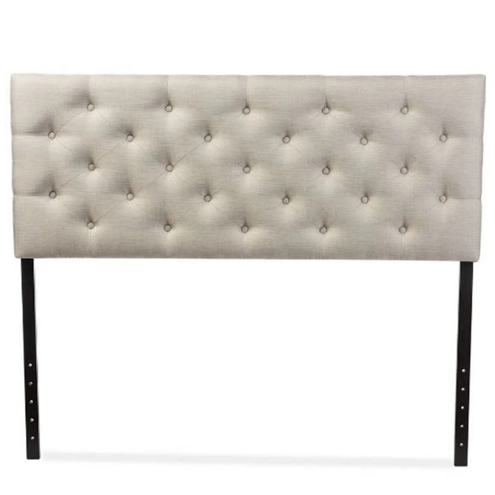 Pemberly Row Modern Fabric Tufted Queen Panel Headboard in Light Beige