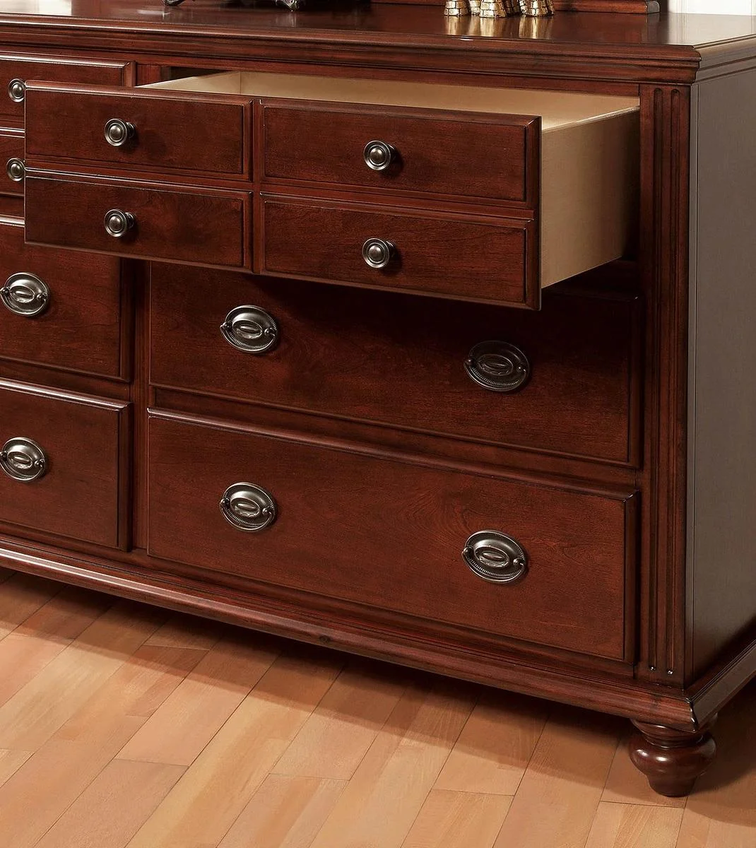 Transitional Cherry Solid Wood Queen Bedroom Set 5pcs FOA CM7083-Q Gabrielle