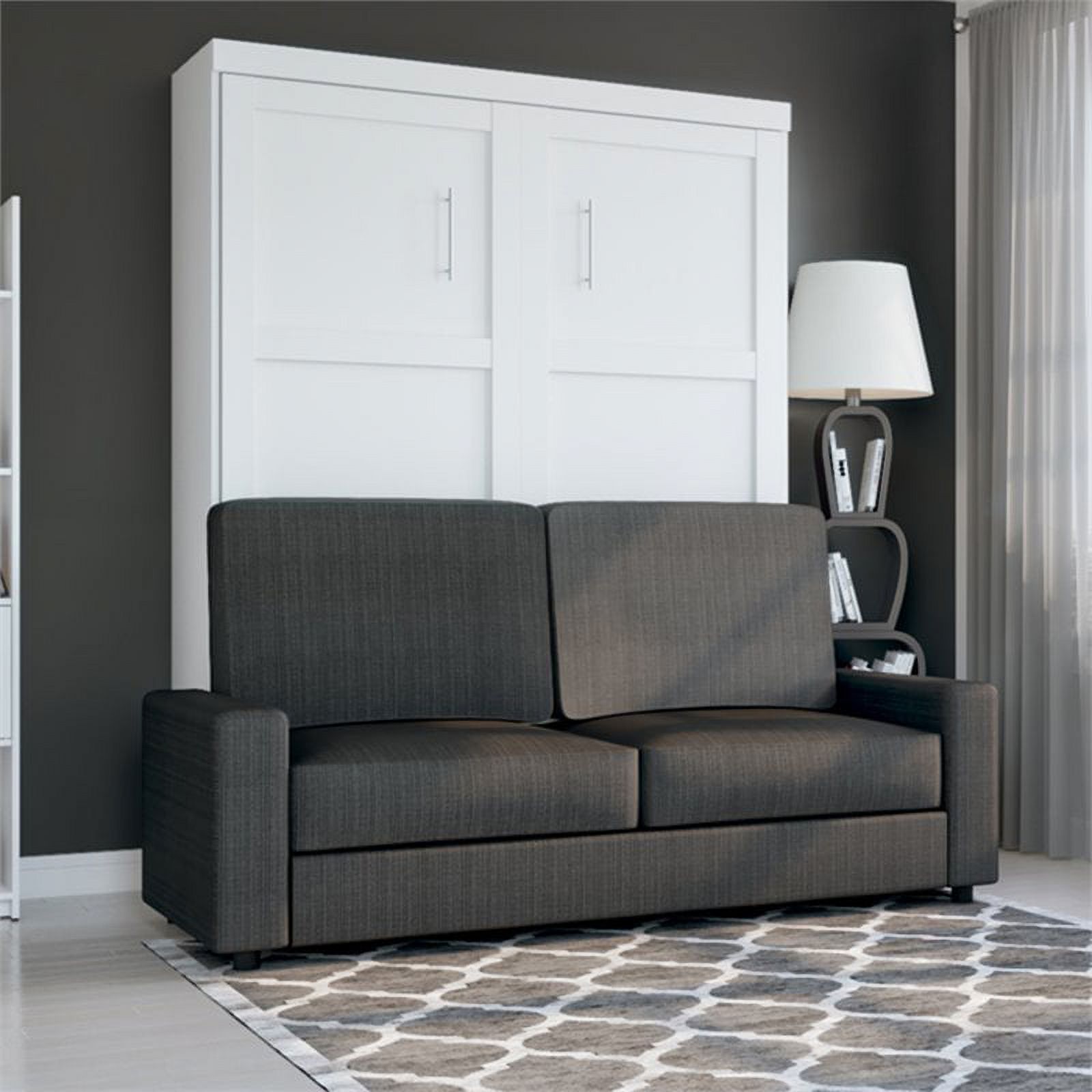 Atlin Designs 2 Piece Queen Wall Bed Set in White and Gray