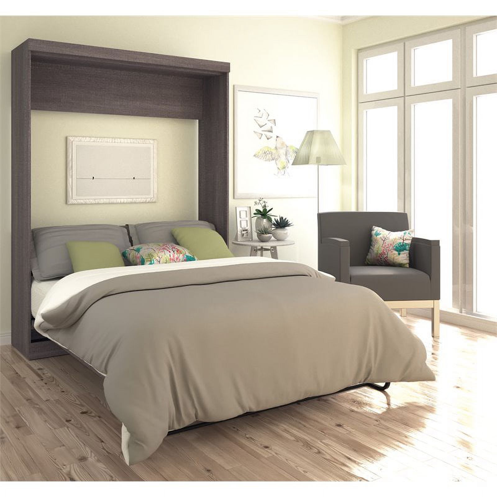 Bowery Hill Transitional Queen Wall Bed in Bark Gray
