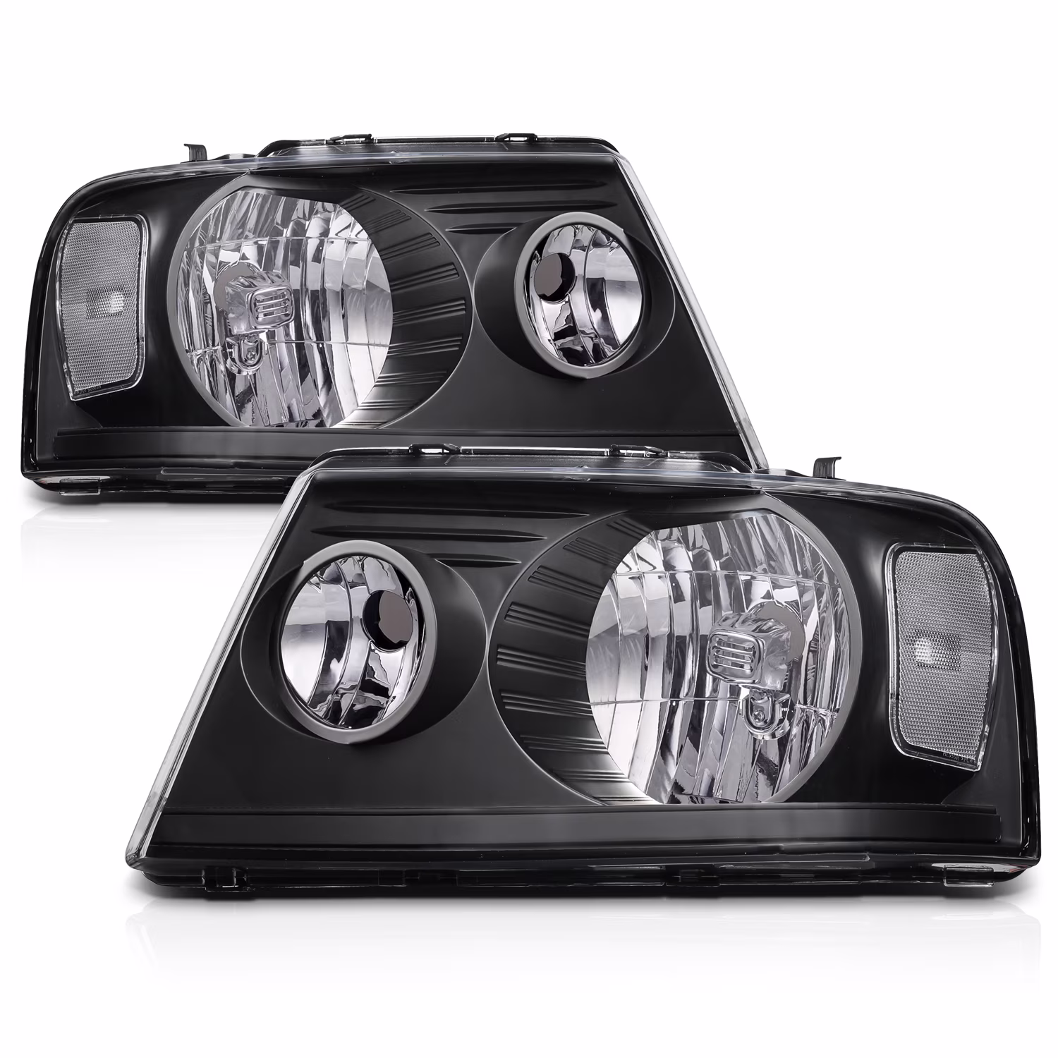 M-AUTO Pair Black Housing Clear Lens Clear Corner Headlights for 2004 2005 2006 2007 2008 Ford F-150 / 2006 2007 2008 Mark LT