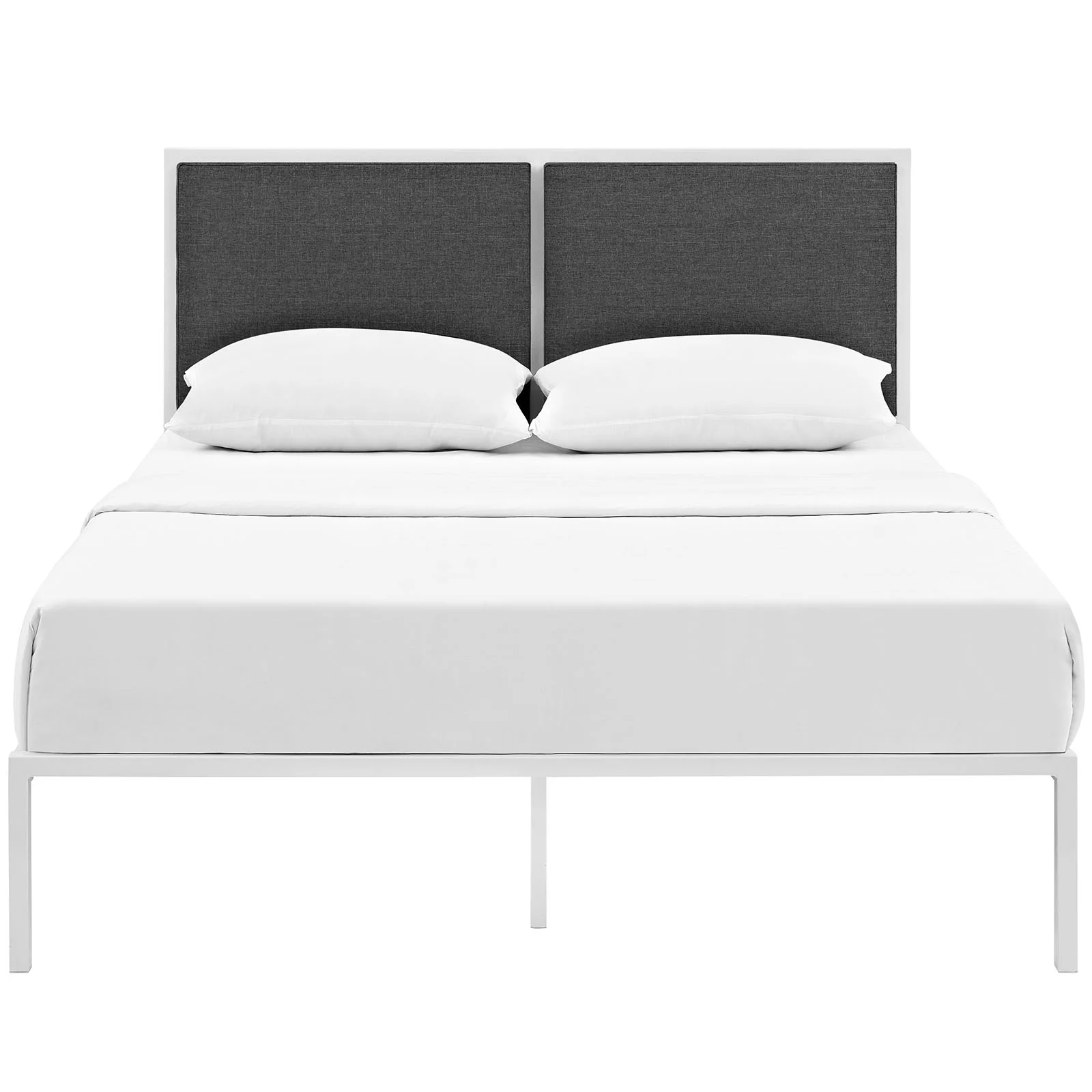 Modway Della King Fabric Bed in White Gray