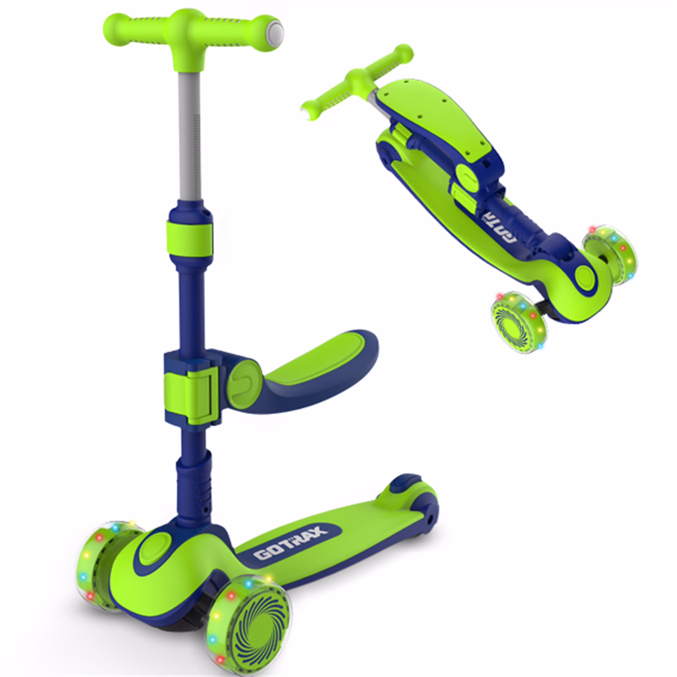 GOTRAX KS2 2-in-1 Foldable Kick Scooter with Removable Seat Great for Kids 2-8 Years Unisex, Green