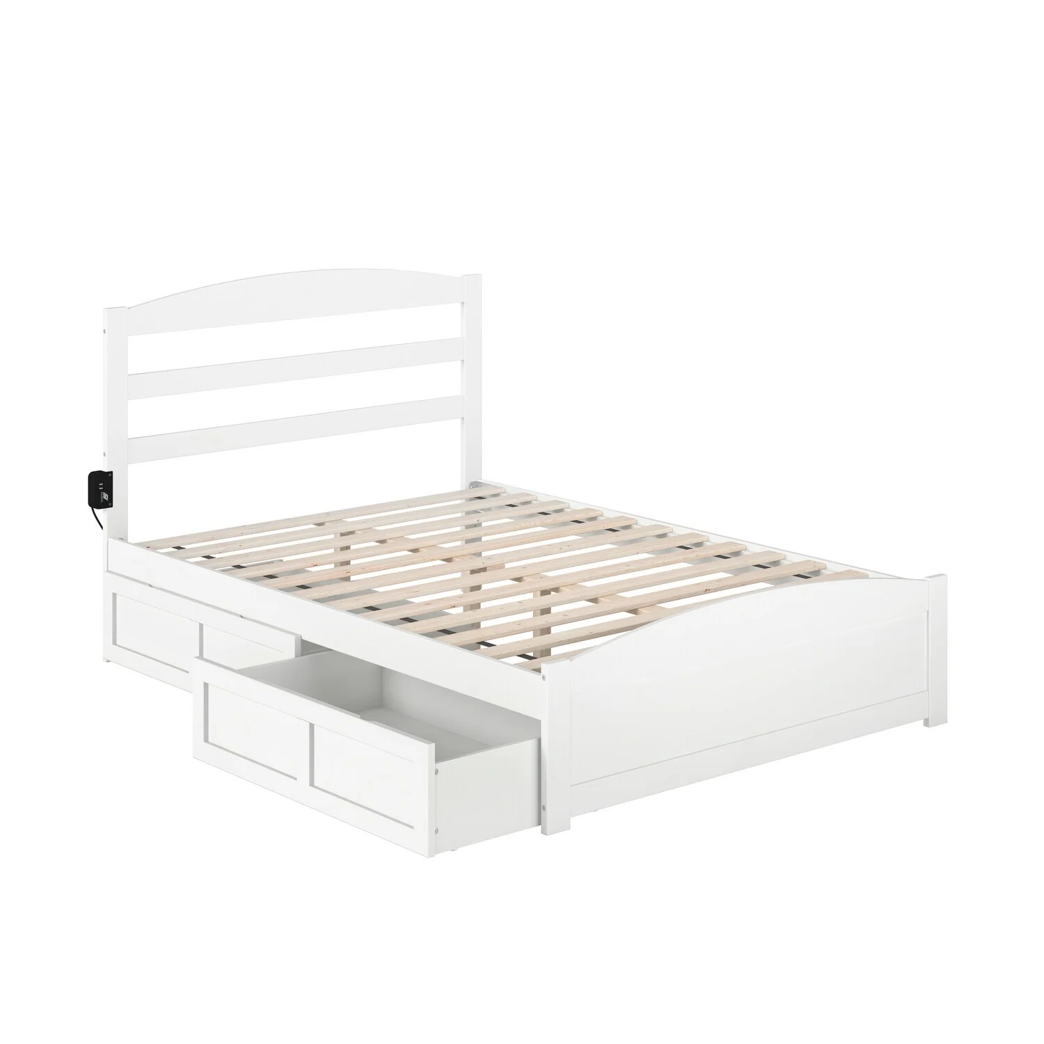 AFI Warren Platform Bed with Footboard and 2 Storage Drawers White Full