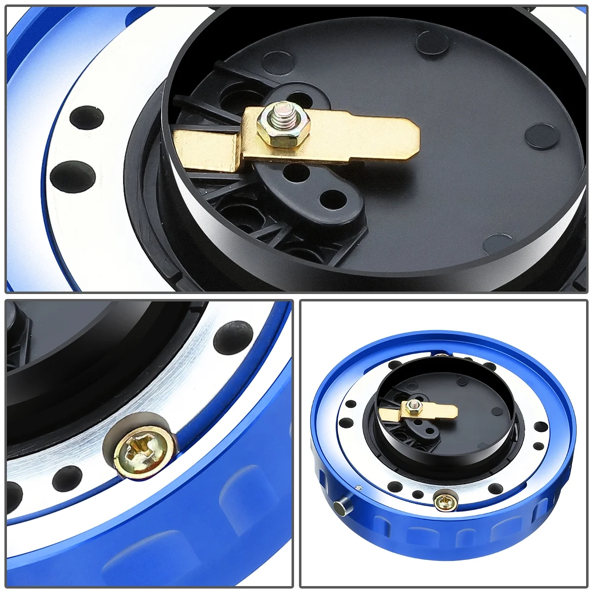 J2 Engineering J2-QR-ZTL-9070-BL Universal Fits 6 Bolt 70 / 74mm Steering Wheel Quick Release Hubs Adapter Blue