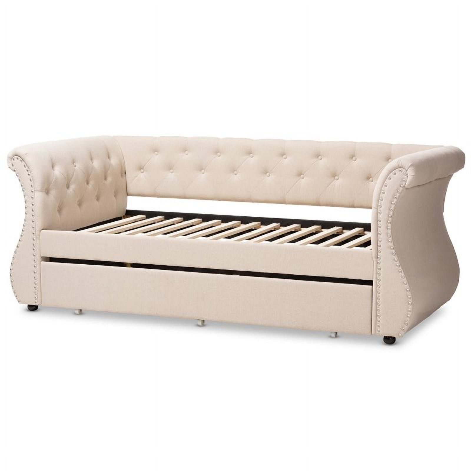Bowery Hill Classic Tufted Daybed with Trundle in Beige
