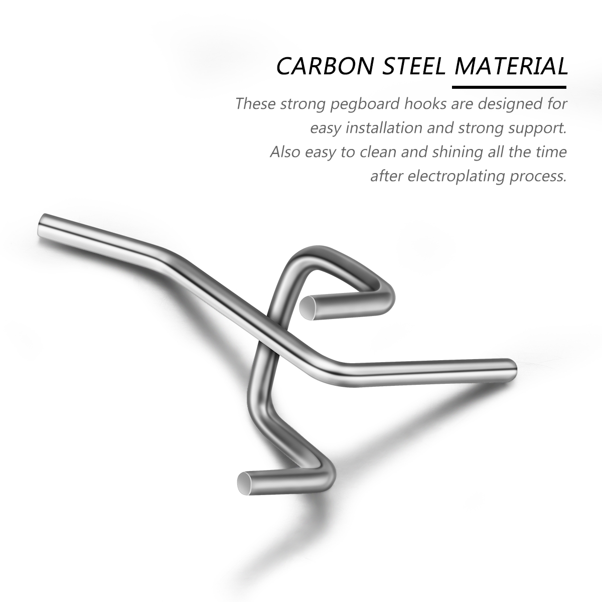 NUOLUX Yardwe 50PCS Carbon Steel Peg Board Pegboard Hooks Garage Work Shop Storage Display Organization Steel Hanging Tool (Silver)