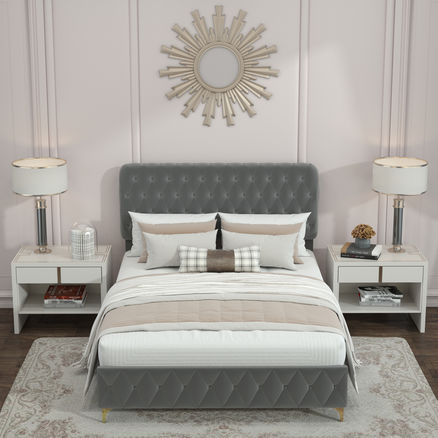 Holaki Queen Platform Bed Frame With Pneumatic Hydraulic Function, Velvet Upholstered Bed with Deep Tufted Buttons, Lift up Storage Bed With Hidden Underbed Oversized Storage, Gray