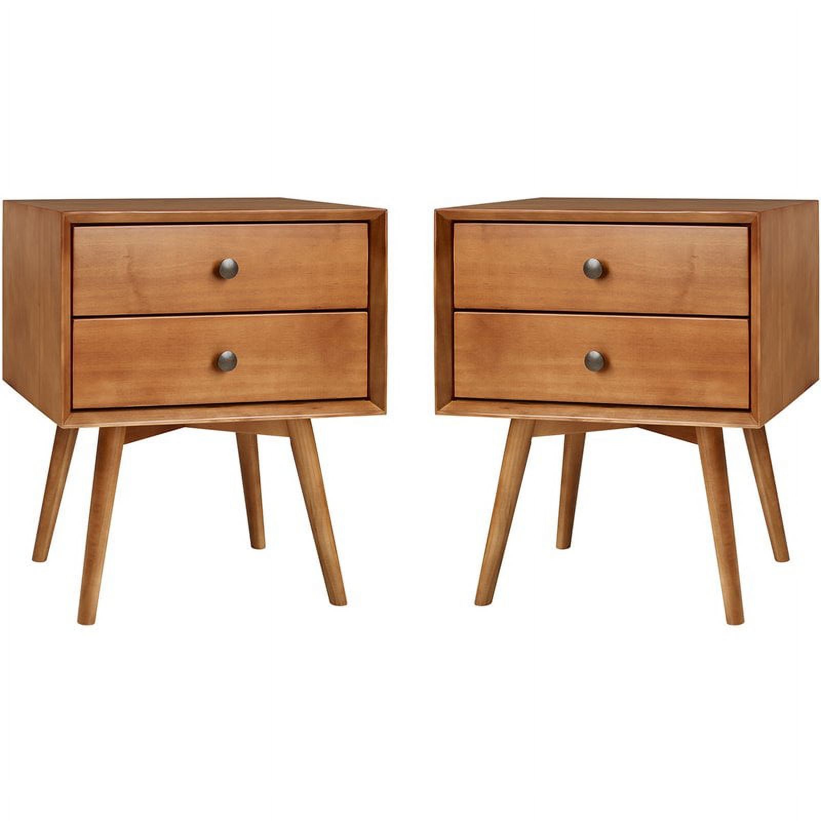 Walker Edison 2-Piece Solid Pine Wood Bedroom Nightstand Set in Caramel