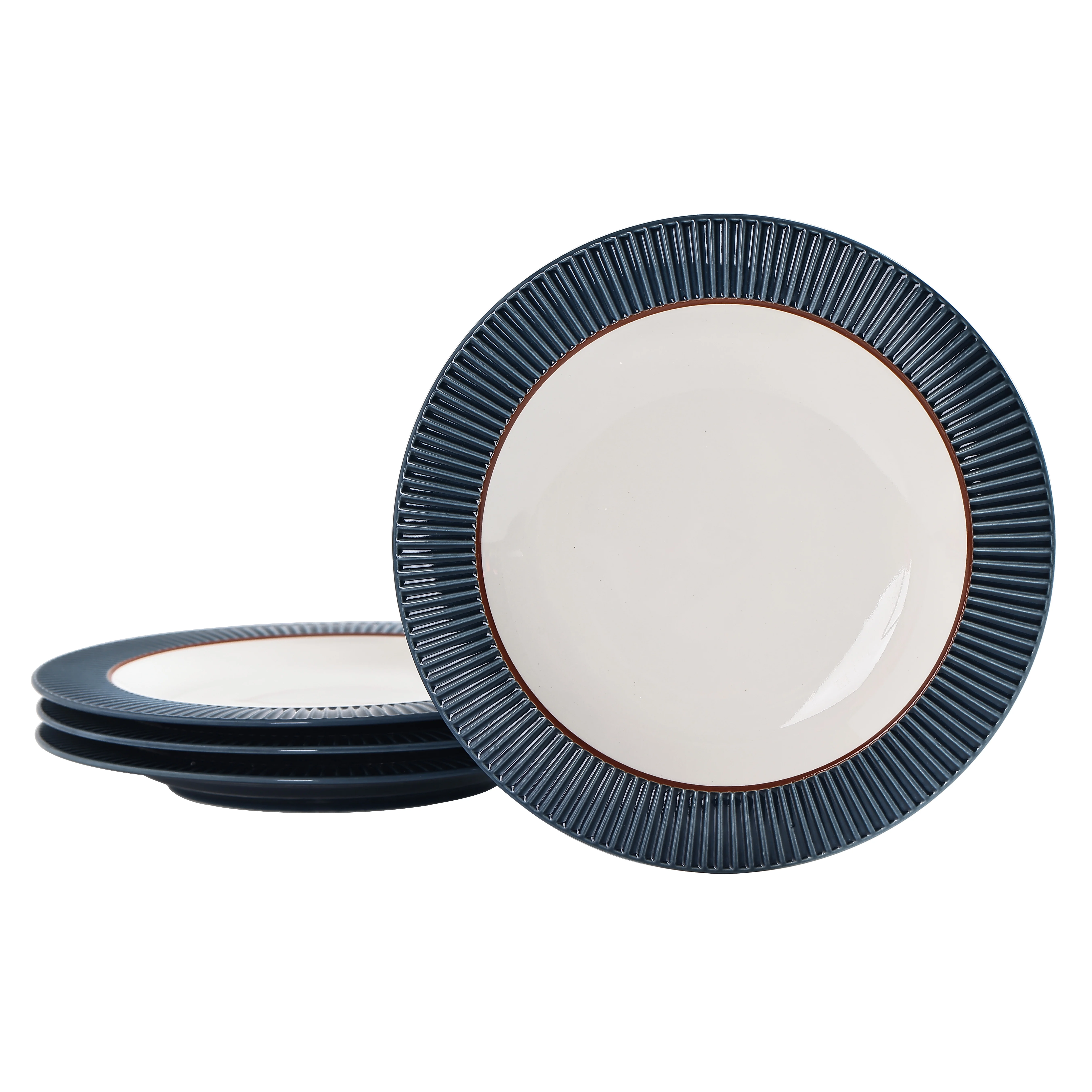 Bico Helios Blue Salad Plates, 8.45 inch, Set of 4, for Salad, Appetizer, Microwave & Dishwasher Safe