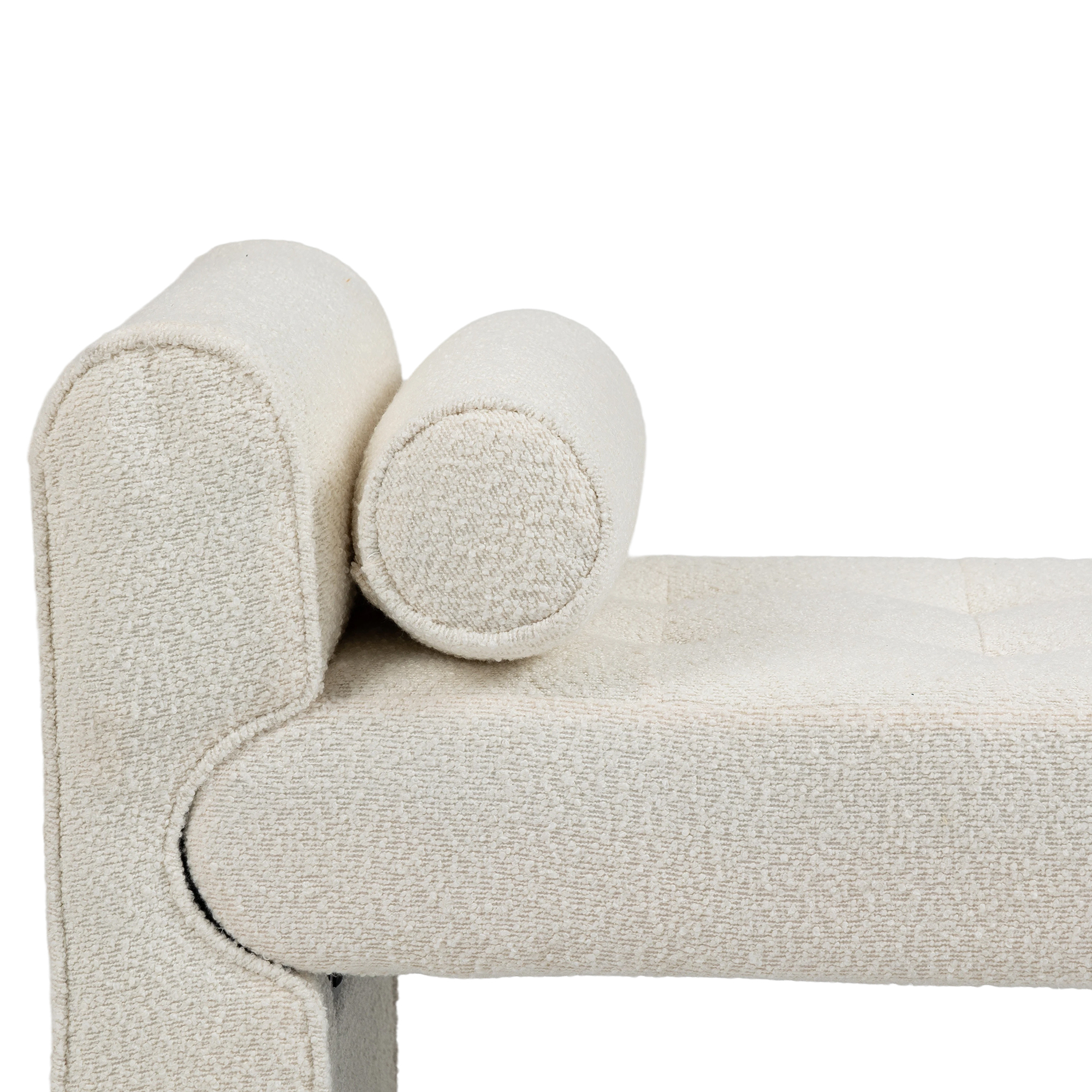 Modern Boucle Upholstered Ottoman Bench, Mid Century Bed Stool, End of Bed, Living Room, Hallway - 1 Pack