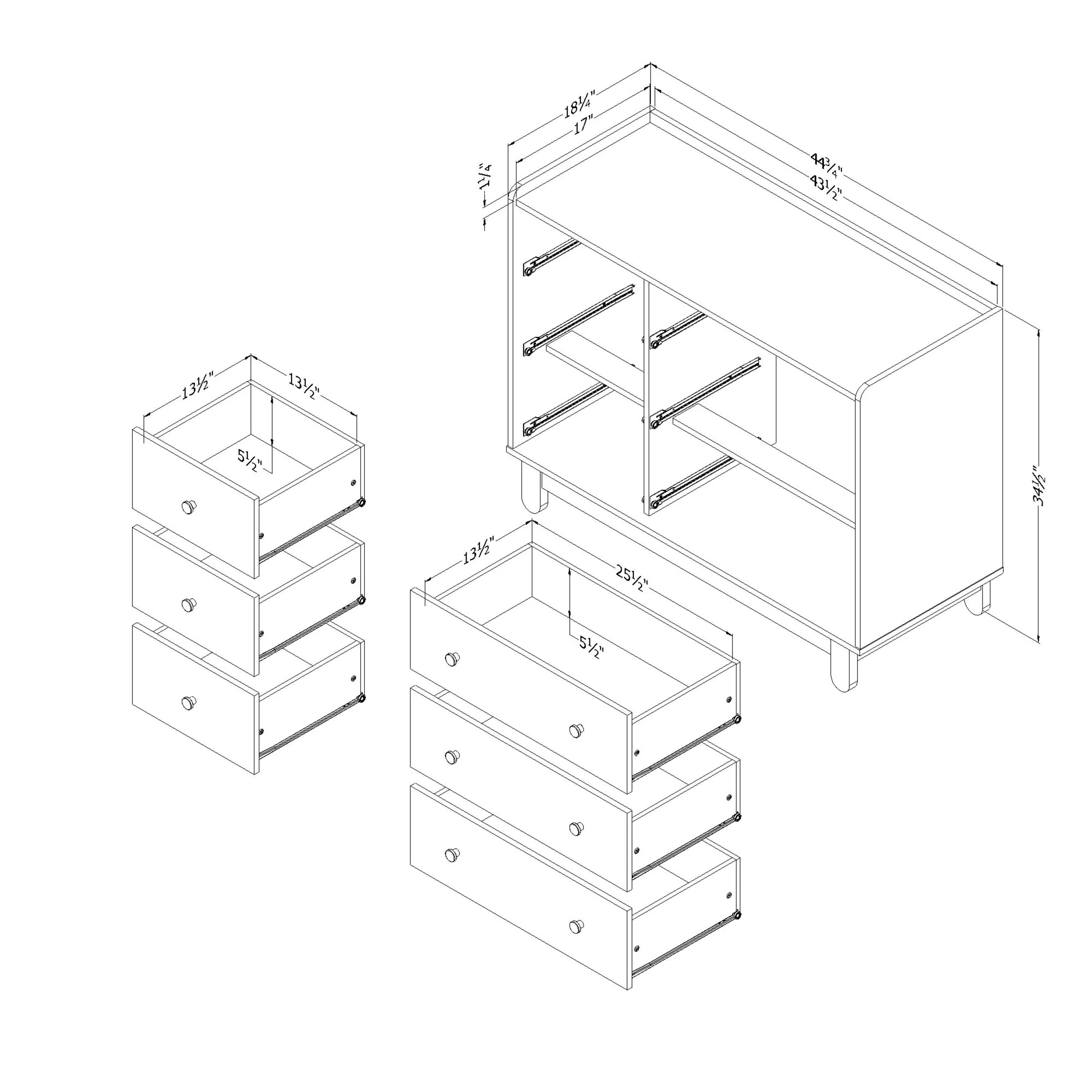 South Shore Bebble, Scandinavian Dresser,  Gray