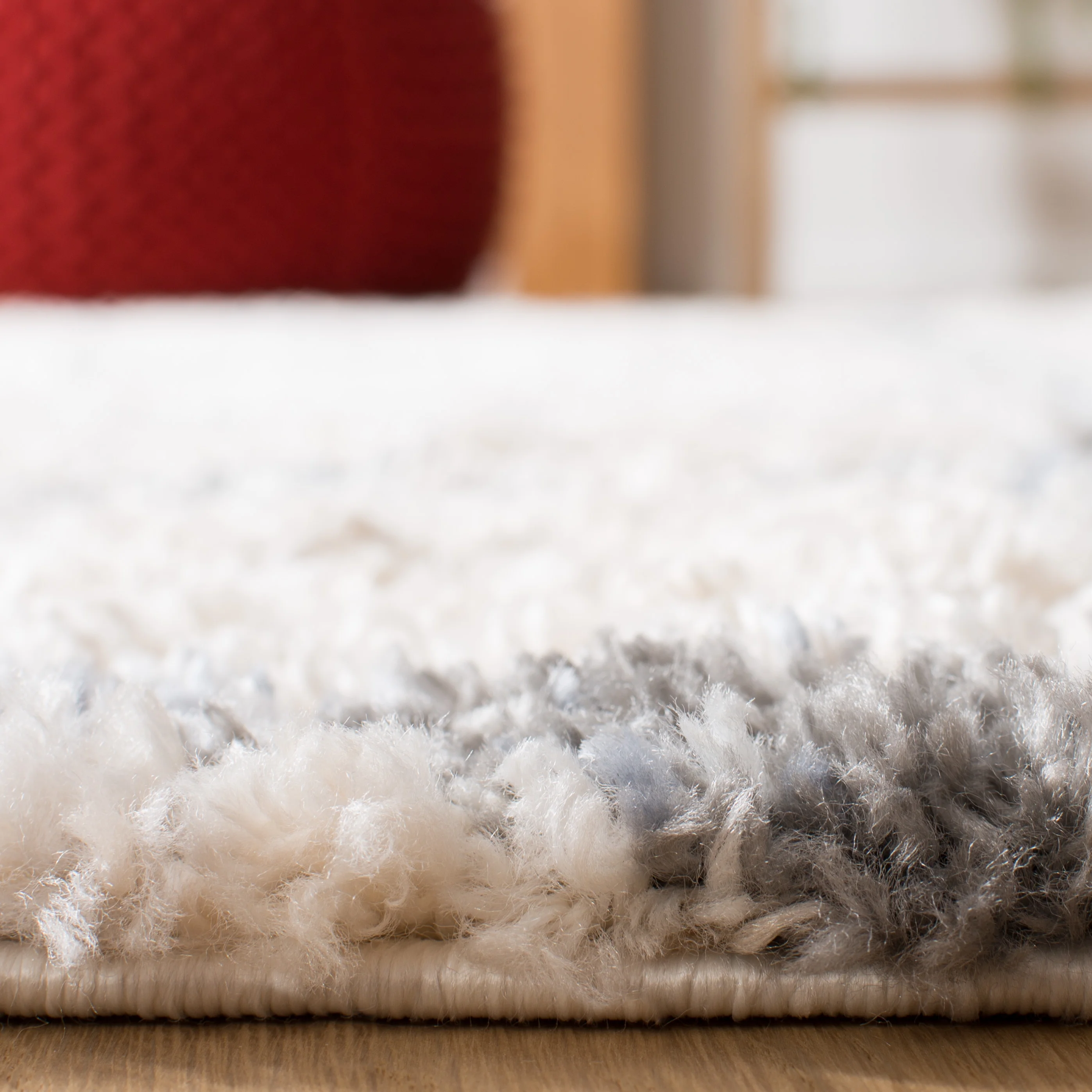 SAFAVIEH Berber Fringe Shag August Geometric Area Rug, Cream/Grey, 9' x 12'