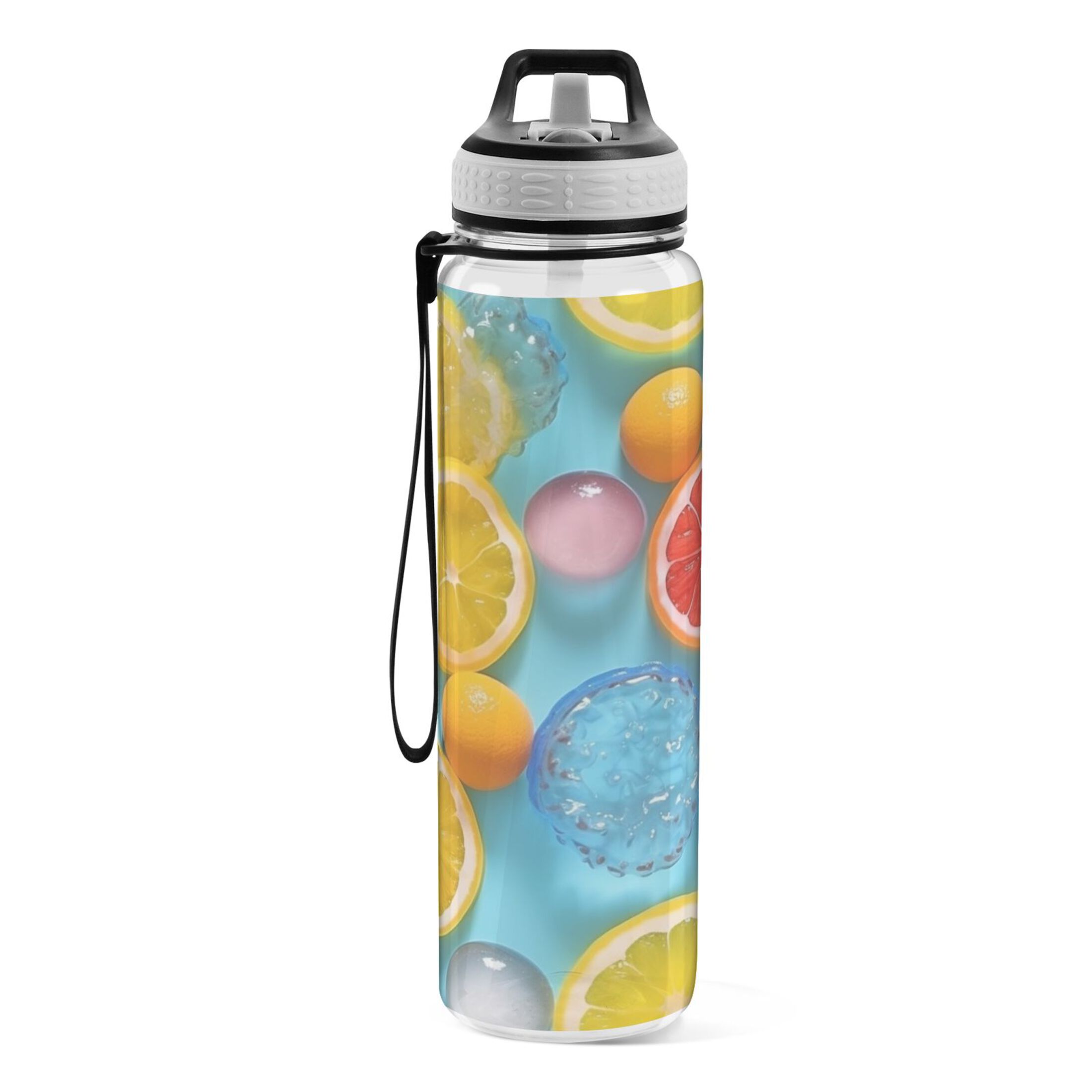 Lemons 32oz Sports Water Bottles Leakproof Tritan Bottle with Straw BPA Free Clear Bottle for Fitness Gym Outdoor Cycling