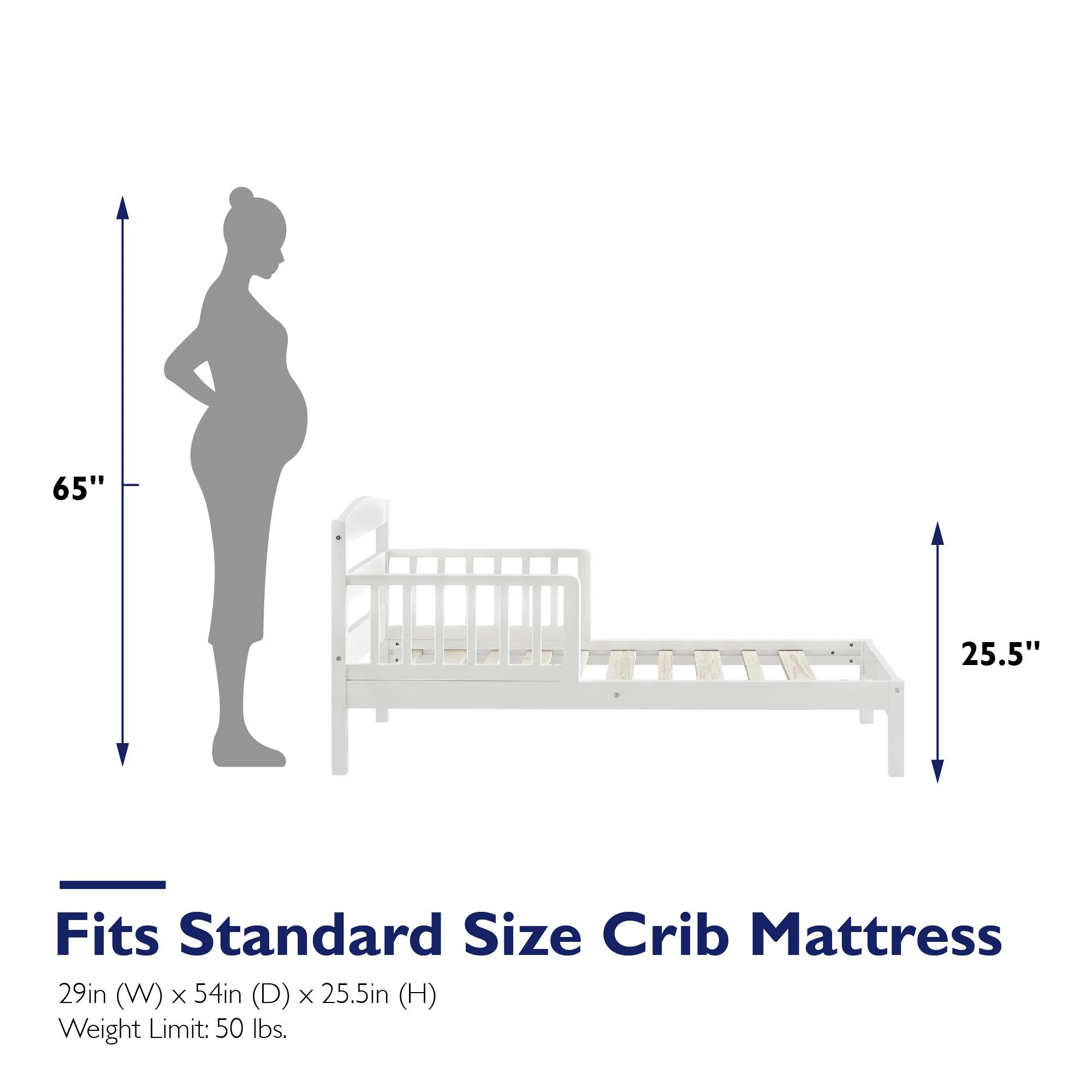 Baby Relax Jackson Kids Wood Toddler Bed with Safety Guardrails, White