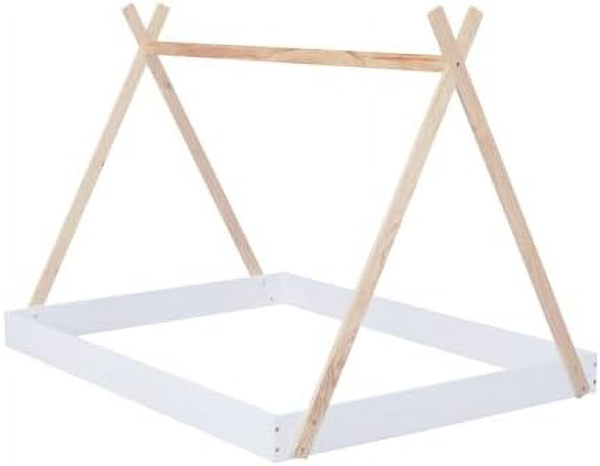 Full Size Tent Floor Bed with Triangle Structure, Moden Full Teepee Bed Platform Bed Frame,Wood Montessori Floor Bed for Kids Girls Boys