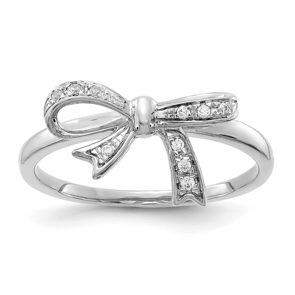 14k White Gold Diamond Bow Ring QRM5701-005-WA