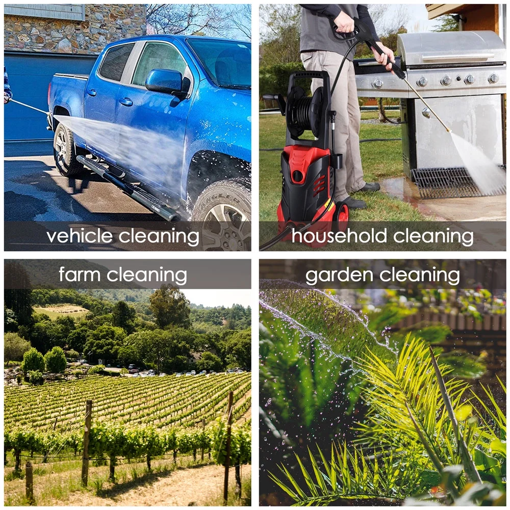 Yescom Electric Pressure Washer 3000PSI Water Cleaner Garage Car Driveway 1.9GPM 5 Nozzles Sprayer