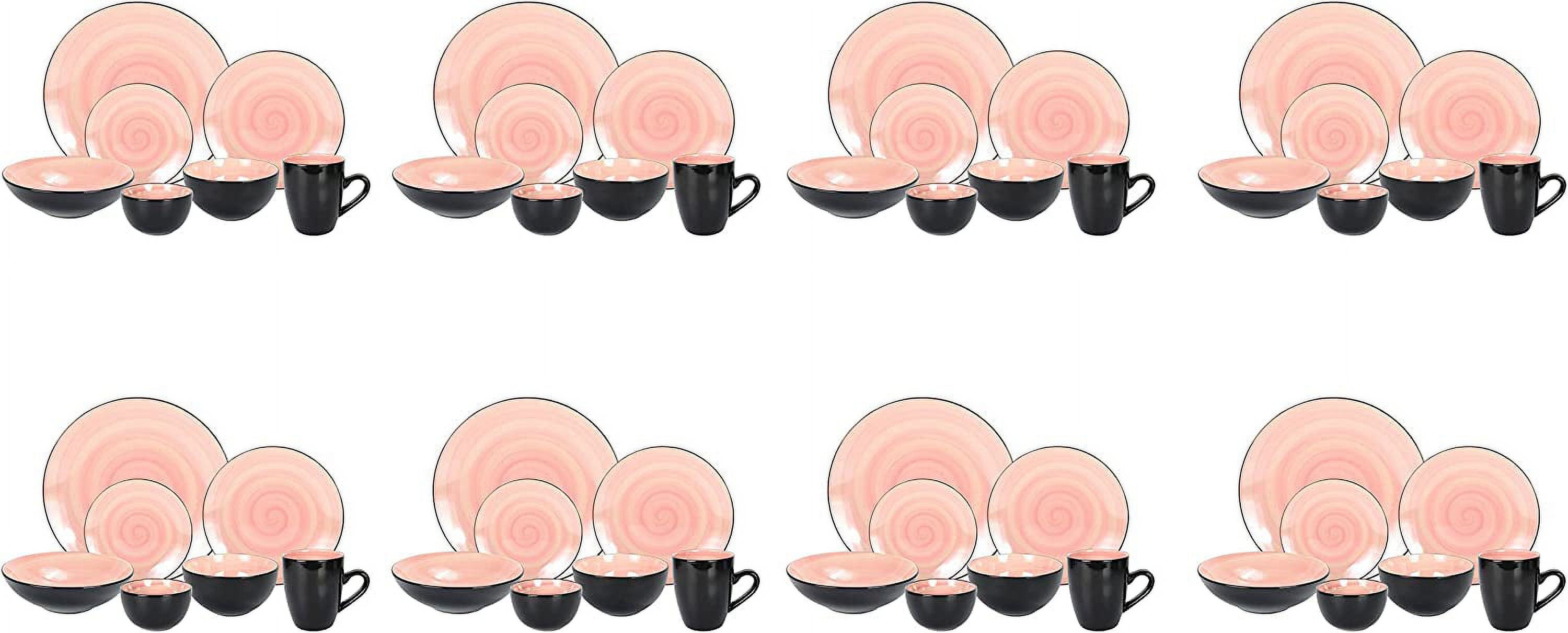 Stoneware Sonoma Dinnerware Set, Black + Speckled Spin Wash (56Pc Set, Rose)