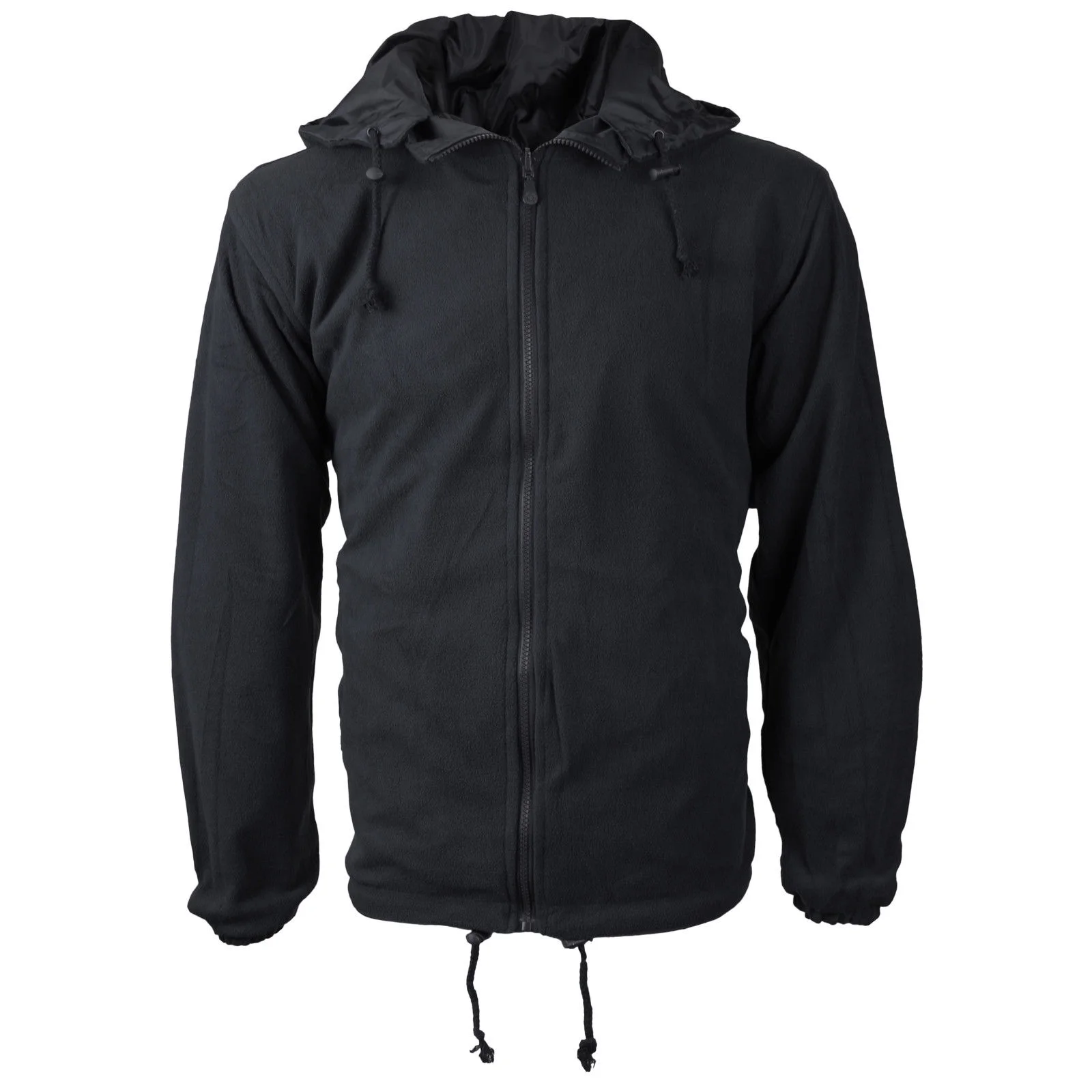 Men's Water Resistant Polar Fleece Lined Hooded Windbreaker Rain Jacket (Black,S)