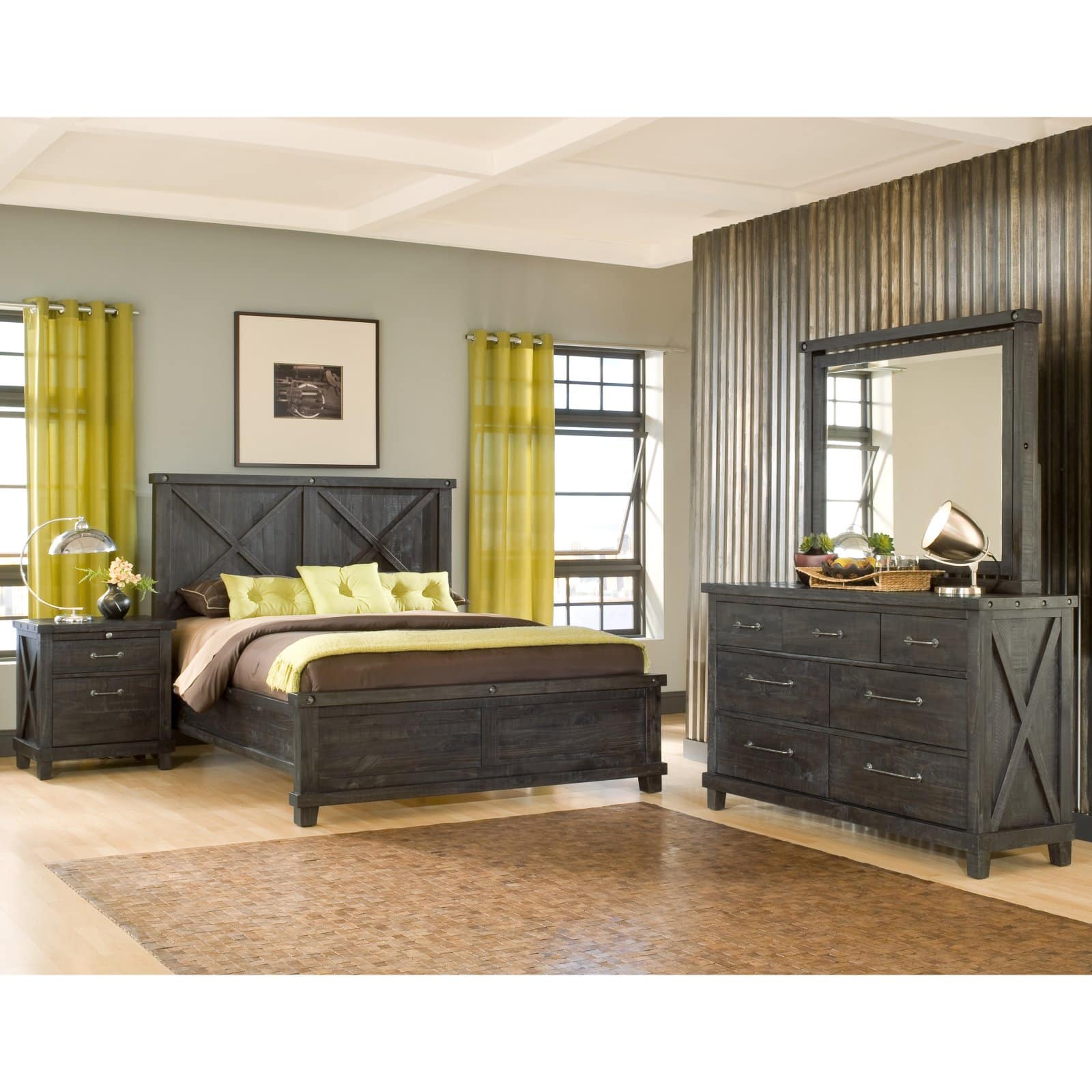 Modus Furniture Yosemite Solid Wood Panel Bed in Cafe