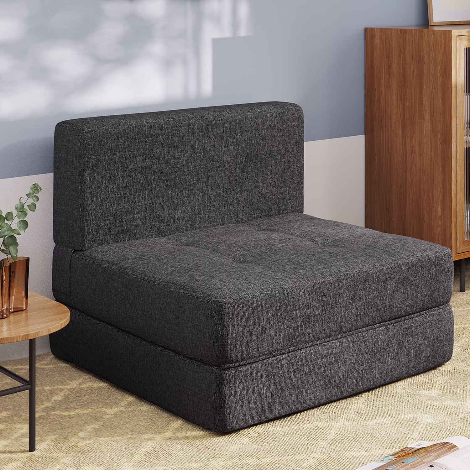 Lofka Sofa Bed, Convertible Chair Bed with Removable Cover for Master or Guest, Dark Gray