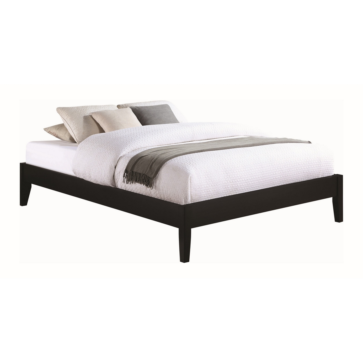 Cavi Modern Low Profile Platform Full Size Bed with Panel Sides Black- Saltoro Sherpi