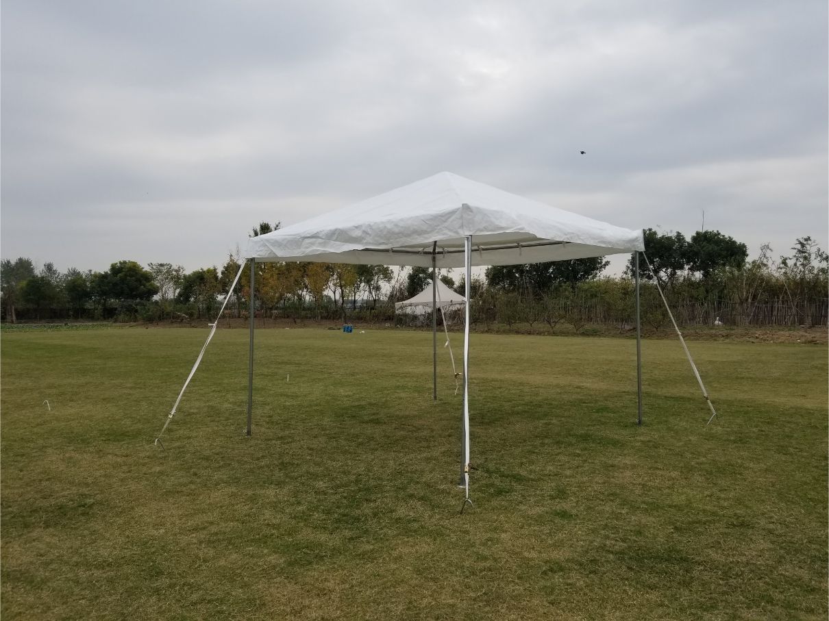 Party Tents Direct Weekender West Coast Frame Party Tent with Sidewalls, White Polyethylene, 10 ft x 10 ft