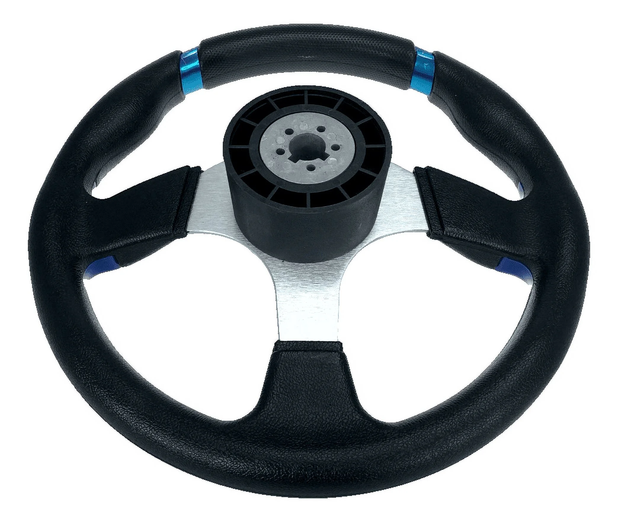 Pactrade Marine Boat Pontoon Non- Magnetic Steering Wheel Aluminum Frame Polyurethane (PU) Sleeves 3 Spokes 12-1/2