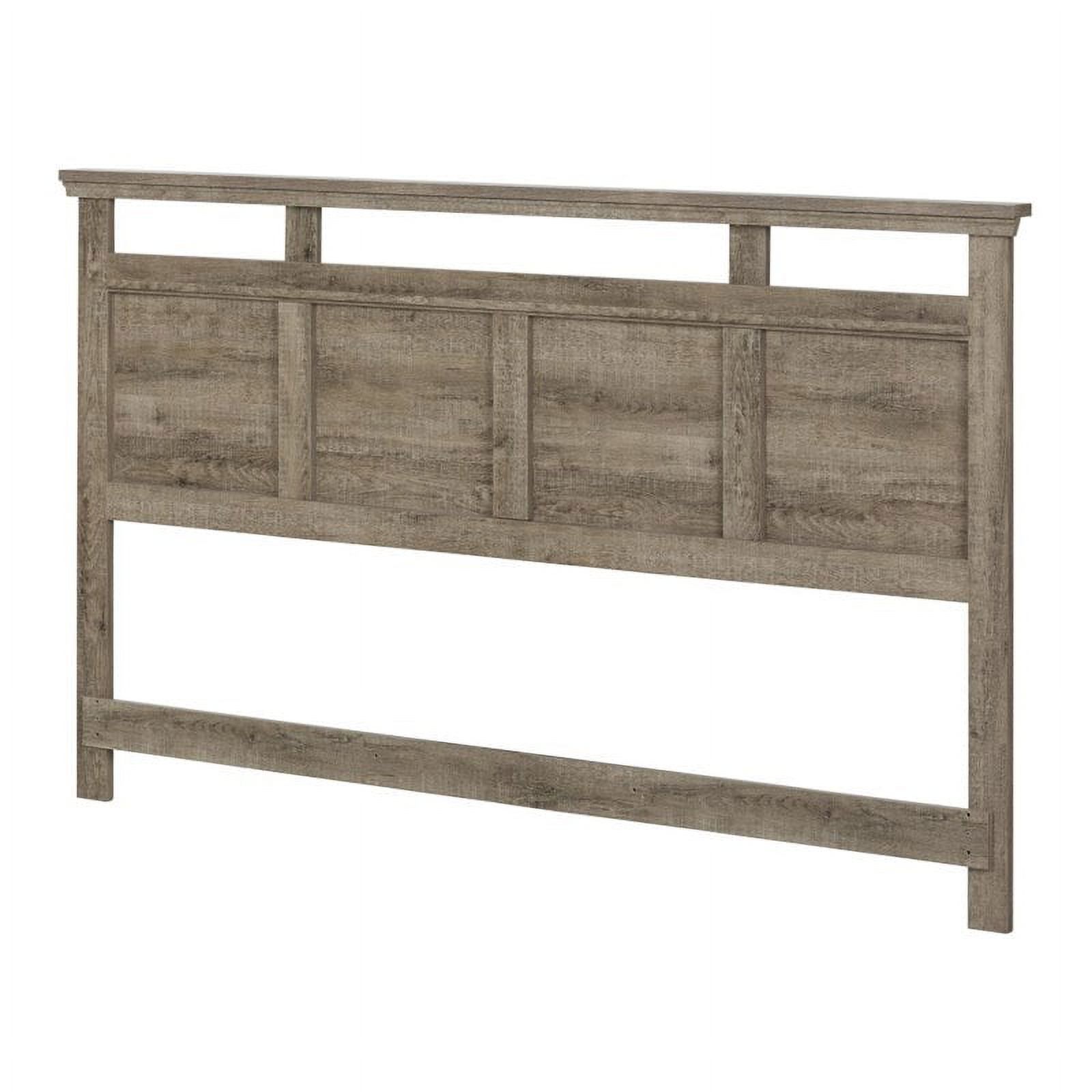 Pemberly Row Modern Queen King Panel Headboard in Weathered Oak