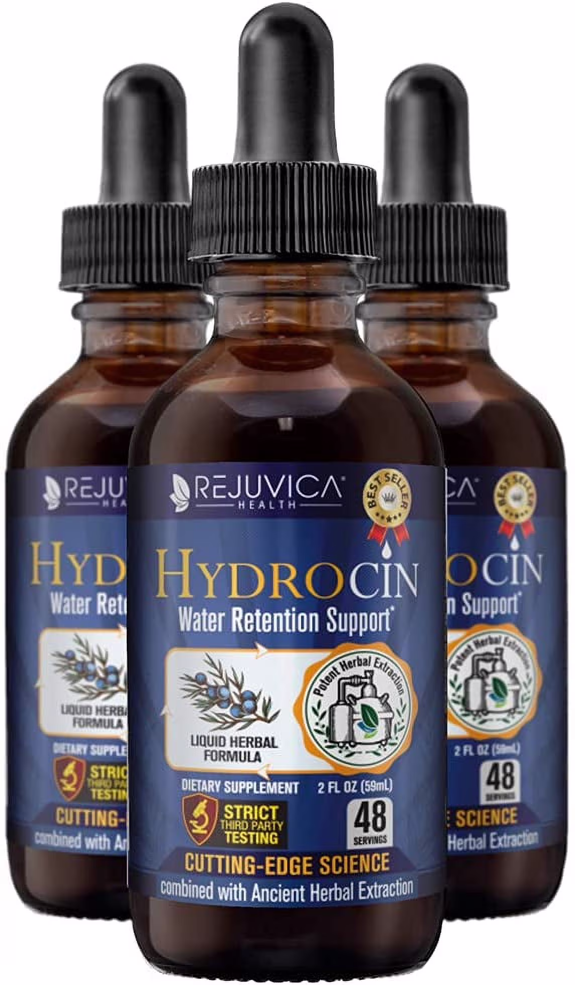 Hydrocin - Advanced  Retention Support Supplement - Liquid Delivery for Better Absorption - Dandelion, Uva Ursi, Juniper Berry, Celery Seed, Green Tea & More! | 3-Pack