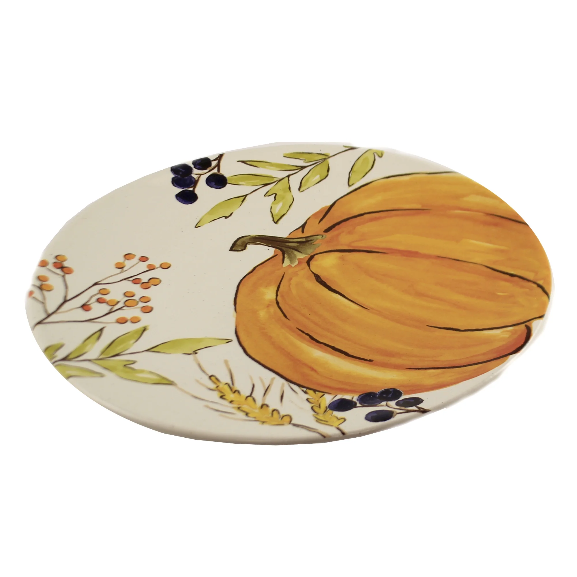 Tabletop Thankful Harvest Plate Ceramic Pumpkin Thanksgiving 2031150