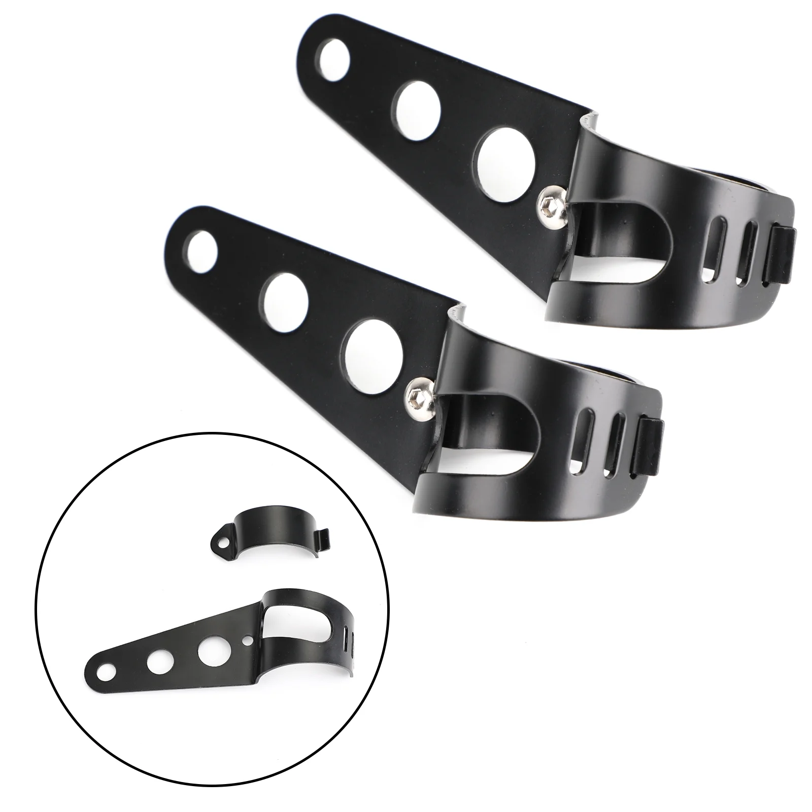 MotorGenic 43mm-50mm Fork Black Headlight Mount Bracket Motorcycle Head Lamp Holder Adapter