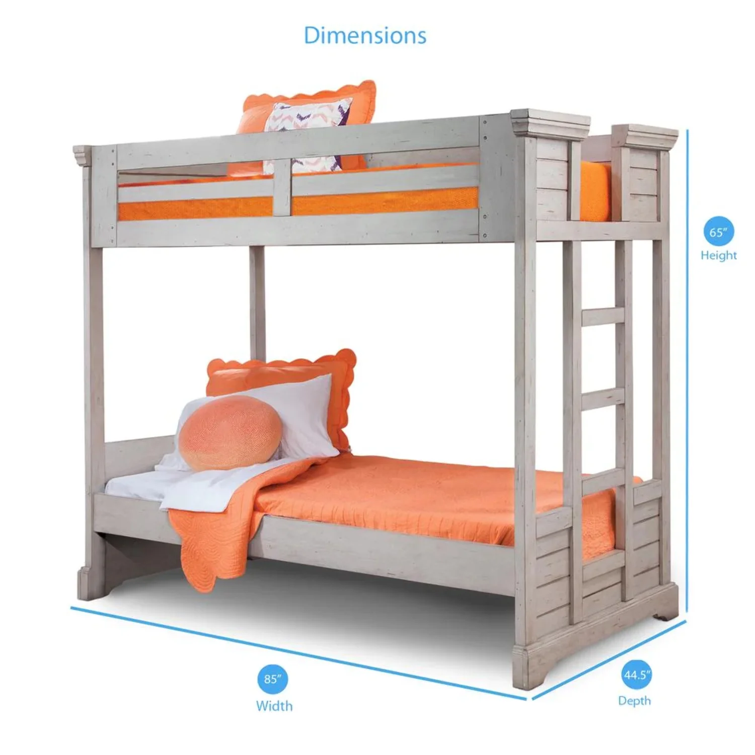 American Woodcrafters Stonebrook Antique Gray Wood Twin Bunkbed