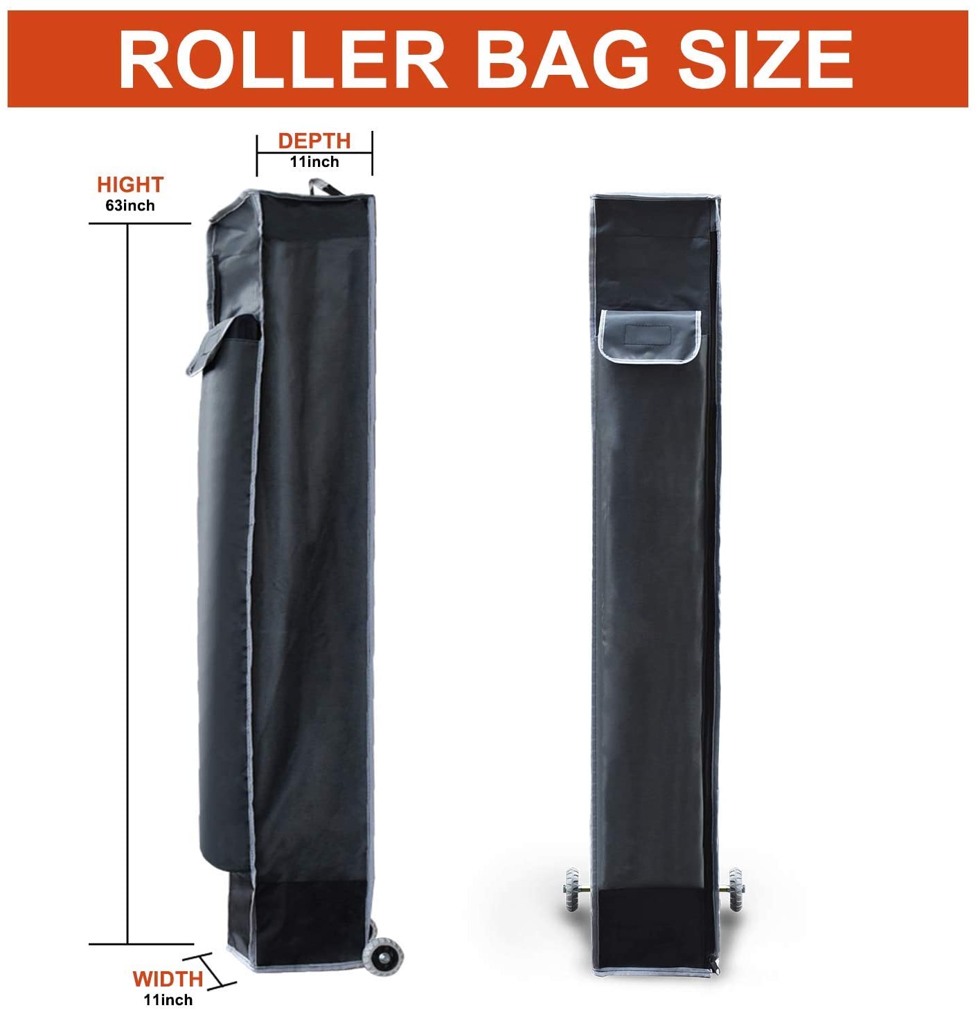 Eurmax Canopy Storage Bag with Wheels for 10FTx10FT Pop up Canopy, Foldable Carry Bag Only,Dark Grey